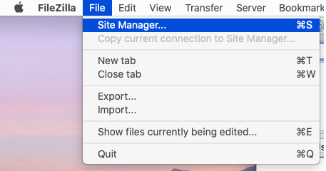 Install FileZilla On macOS Catalina - Site Manager