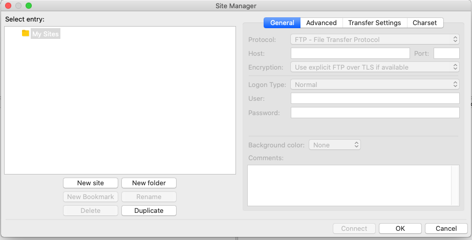 Install FileZilla On macOS Catalina - New Site