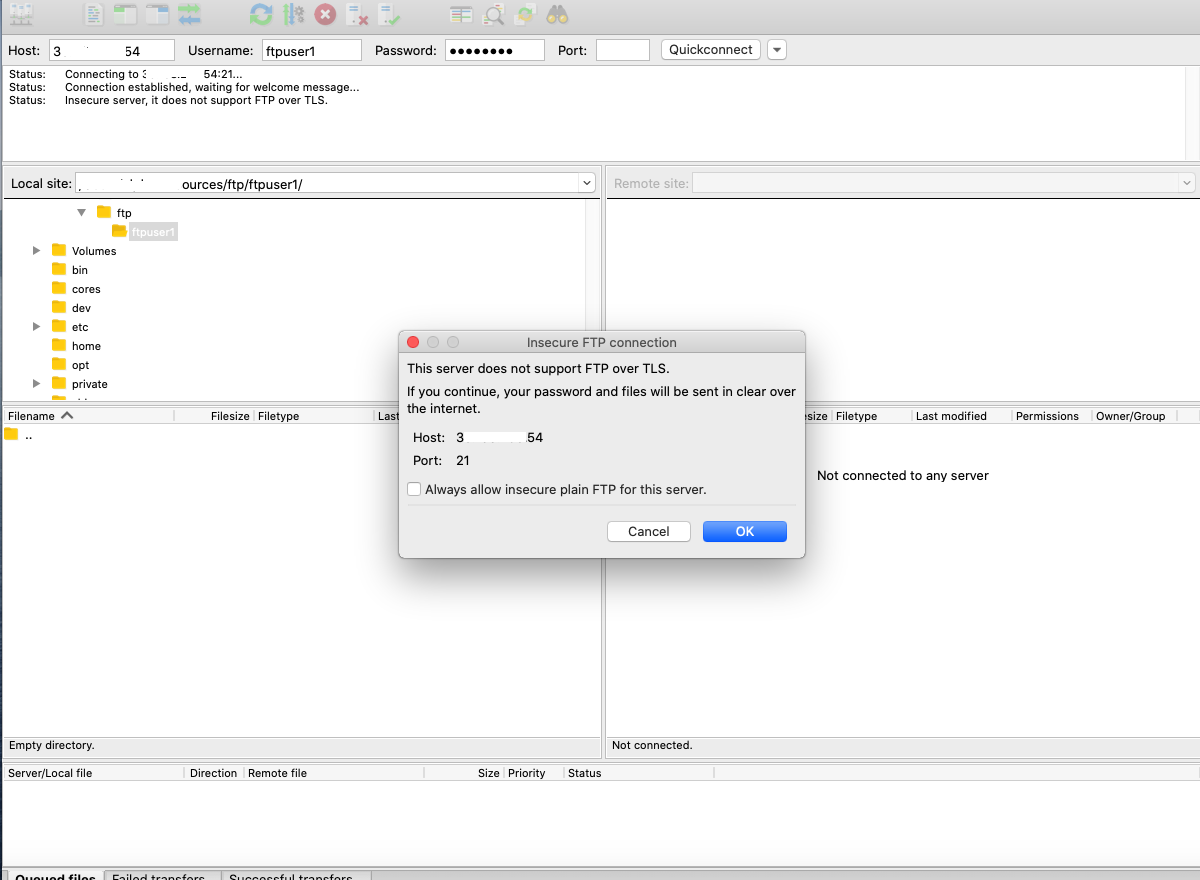 filezilla mac osx could not create security-scoped bookmark