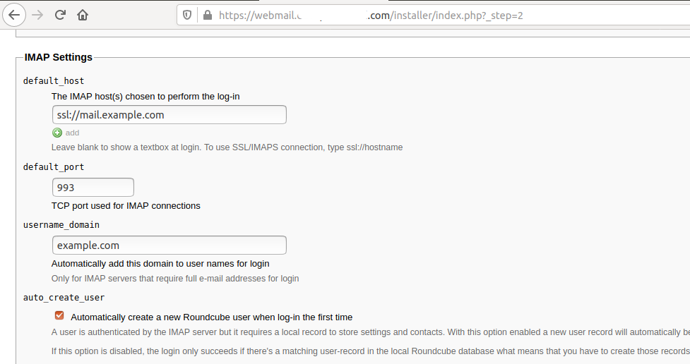 Install RoundCube On Ubuntu 20.04 LTS - IMAP Settings