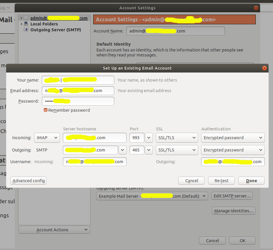 Thunderbird Autoconfig - Manual Configurations