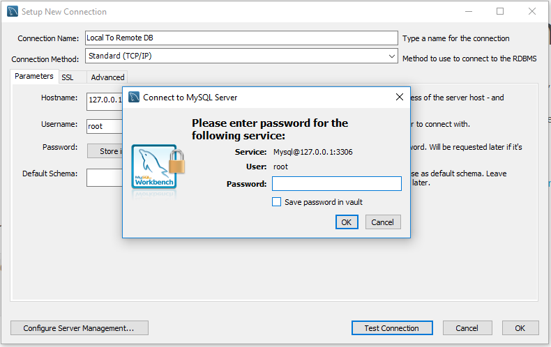 Remote Connection To MySQL Over SSH Tunnel - Workbench - Password