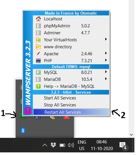WampServer - Windows - Restart WampServer - Windows - Restart