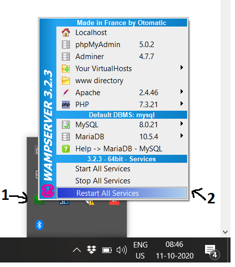 WampServer - Windows - Restart