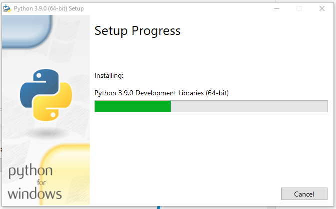 Install Python 3.9 On Windows 10 - Progress