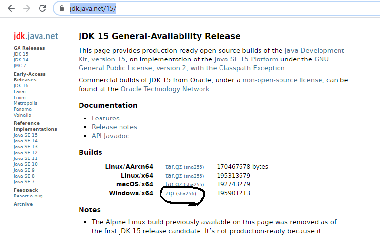 Install OpenJDK 15 on Windows 10 - Downloads