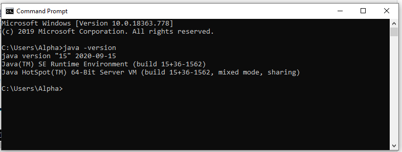 Install Java 15 on Windows 10 - Verify Install Java 15 on Windows 10 - Verify