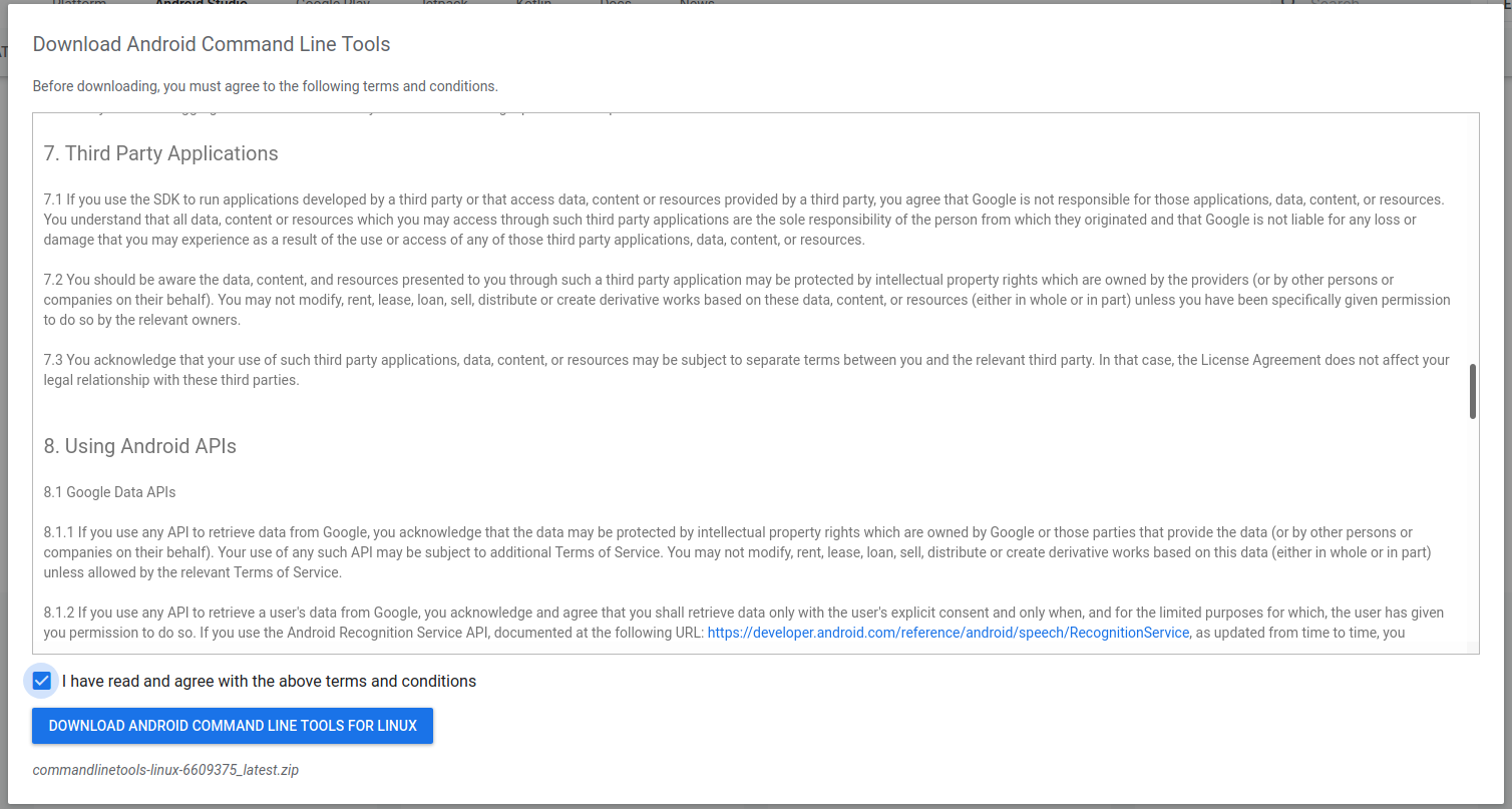 Install Android SDK Tools On Ubuntu 20.04 - Terms