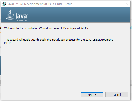 Install Java 15 on Windows 10 - Welcome