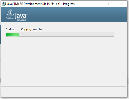 Install Java 15 on Windows 10 - Progress