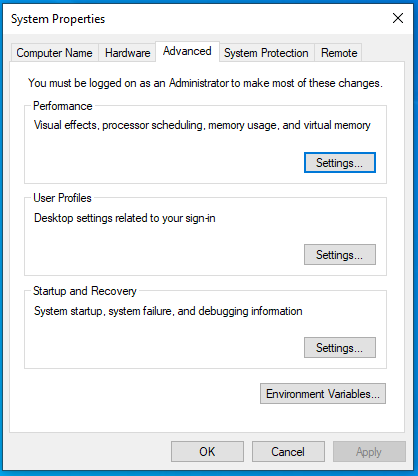 Install Java 15 on Windows 10 - Advanced Settings