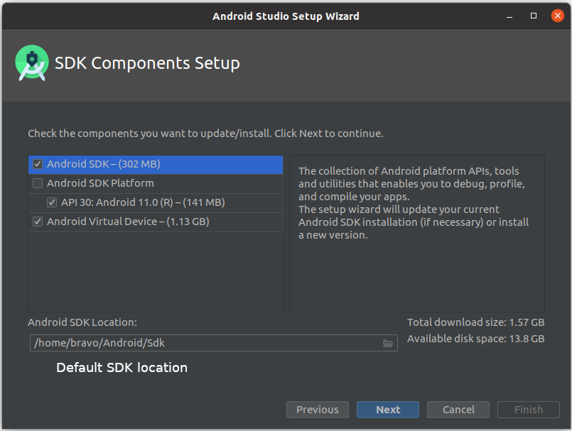 Install Andriod Studio On Ubuntu 20.04 - SDK Components