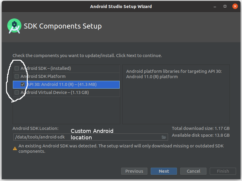Install Andriod Studio On Ubuntu 20.04 - SDK Components