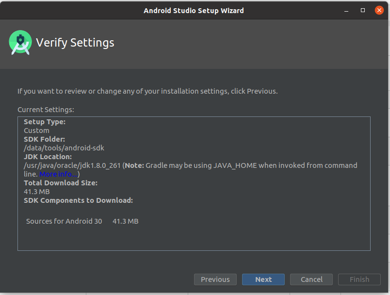 Install Andriod Studio On Ubuntu 20.04 - Verify Settings Install Andriod Studio On Ubuntu 20.04 - Verify Settings