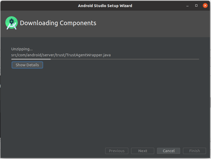 Install Andriod Studio On Ubuntu 20.04 - Components Progress Install Andriod Studio On Ubuntu 20.04 - Components Progress