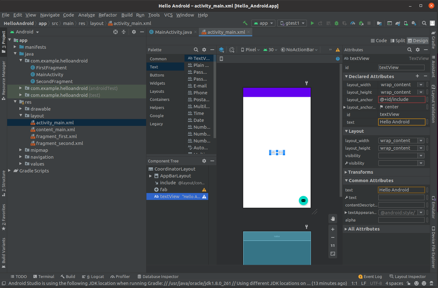 Install Andriod Studio On Ubuntu 20.04 -  Text View