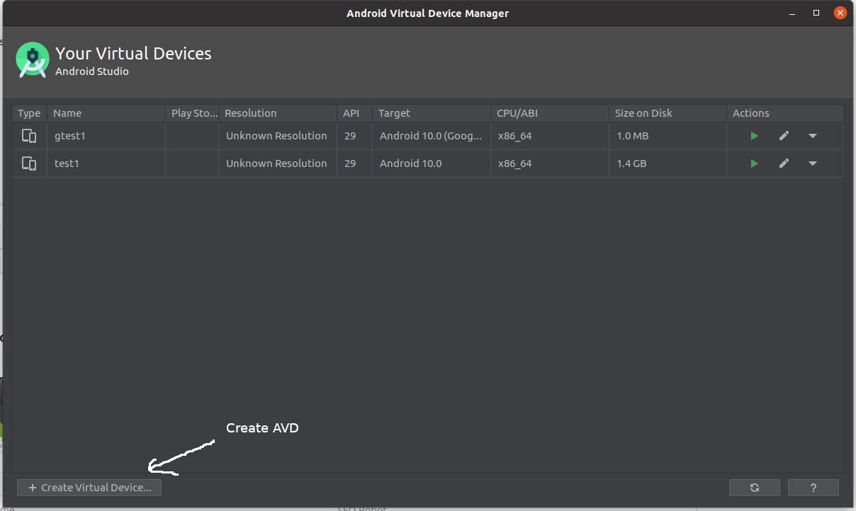 Install Andriod Studio On Ubuntu 20.04 - AVD Manager Install Andriod Studio On Ubuntu 20.04 - AVD Manager