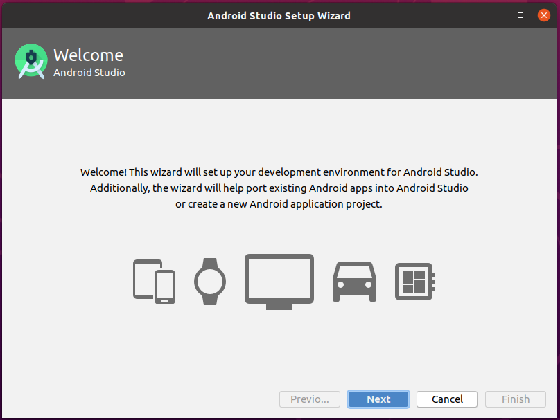 Install Andriod Studio On Ubuntu 20.04 - Welcome