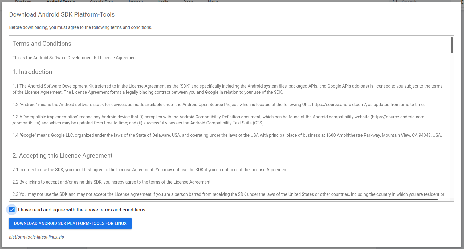 Android Platform Tools Terms Android Platform Tools Terms