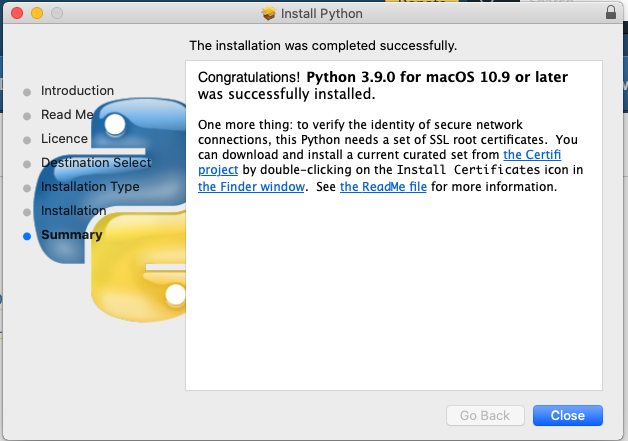 Install Python 3.9 On Mac - Success