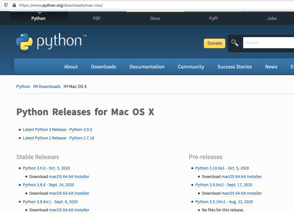 Install Python 3.9 On Mac - Available Versions