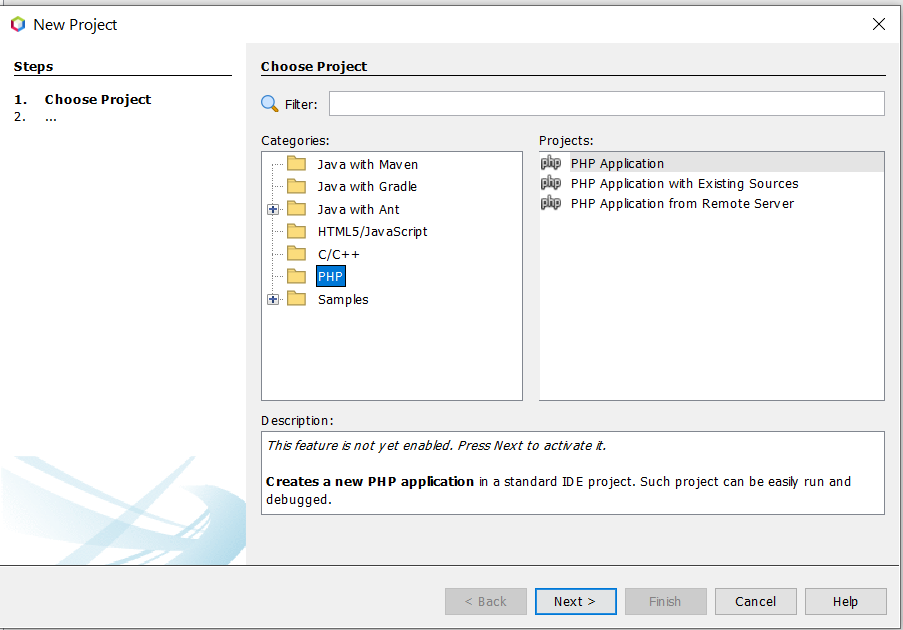 Install NetBeans 12 for PHP On Windows 10 - Create Project