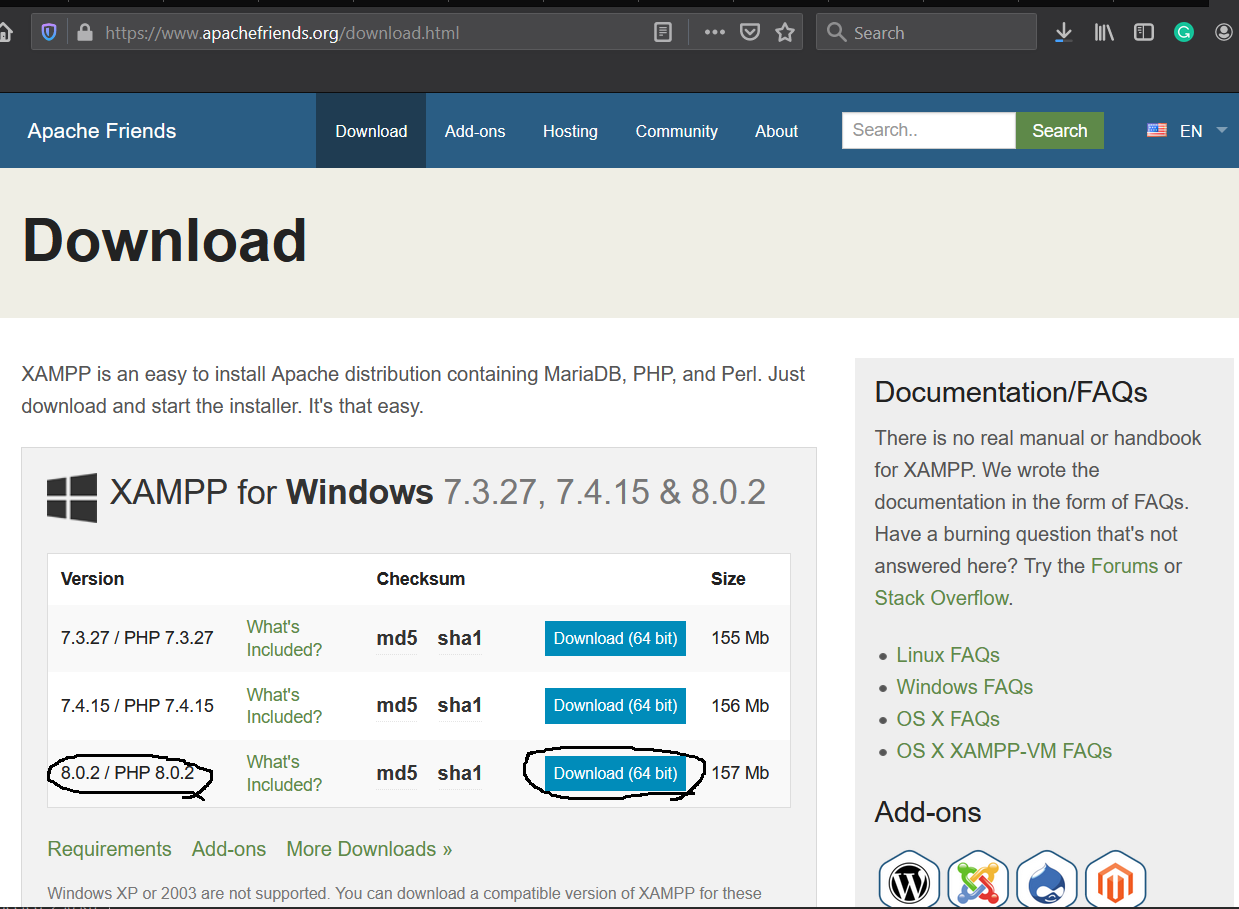 download xampp windows 10