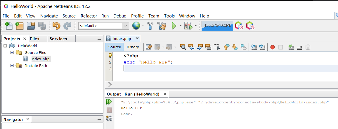 Install NetBeans 12 for PHP On Windows 10 - Output