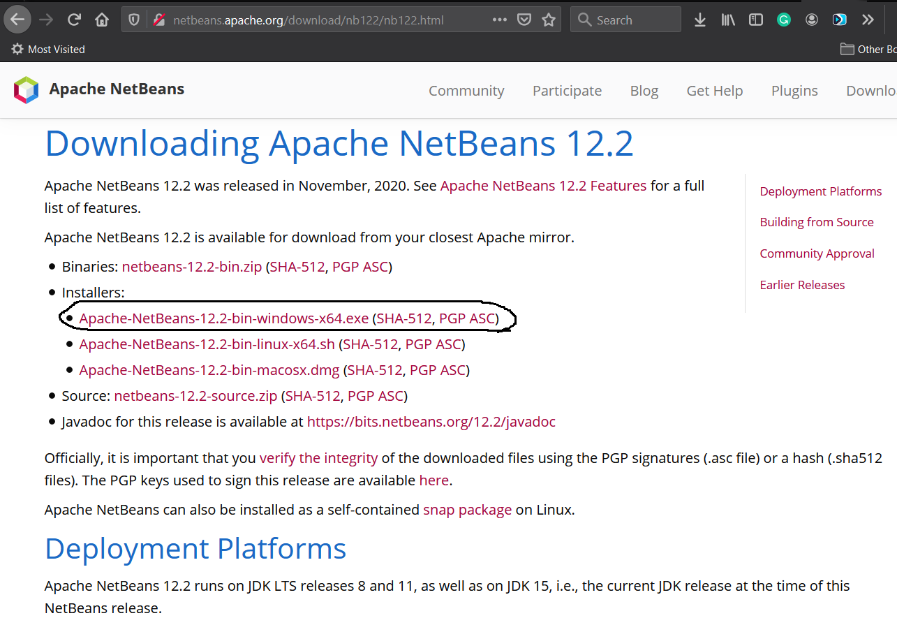 Install NetBeans 12 for PHP On Windows 10 - Download Options