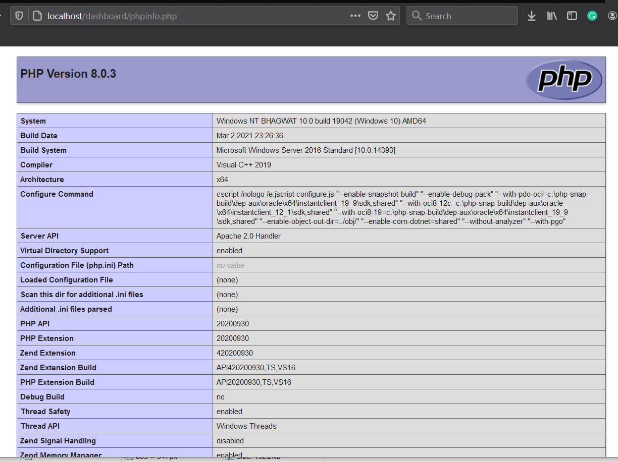 Upgrade PHP to PHP 8 in XAMPP On Windows 10 - Apache PHP Info