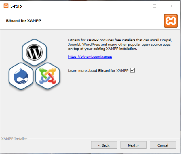 Install XAMPP on Windows 10 - Bitnami Options