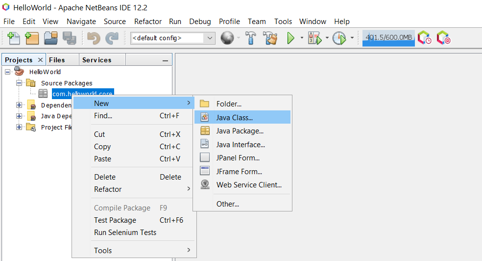 Install NetBeans 12 for Java On Windows 10 - Create Java Class