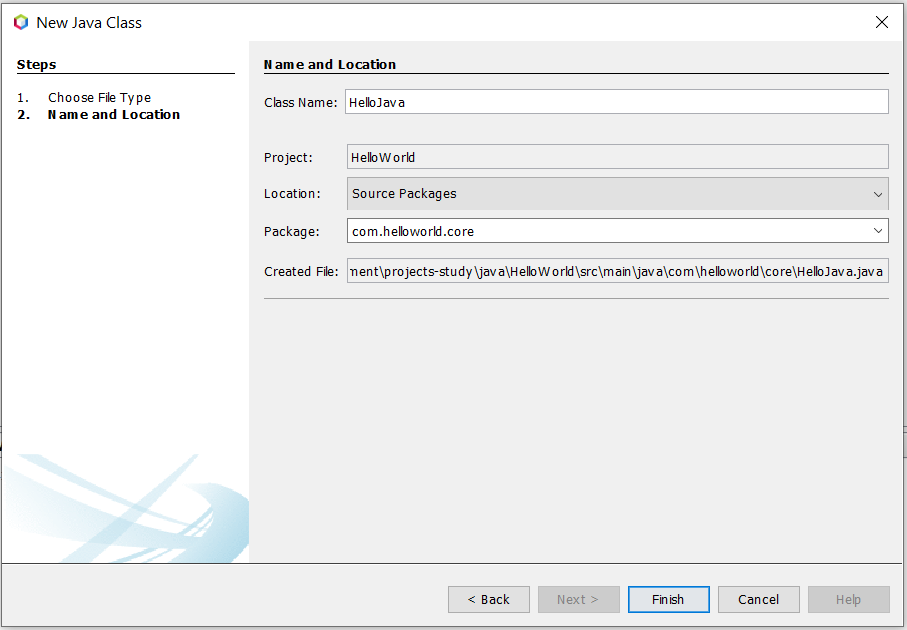 Install NetBeans 12 for Java On Windows 10 - Configure Java Class