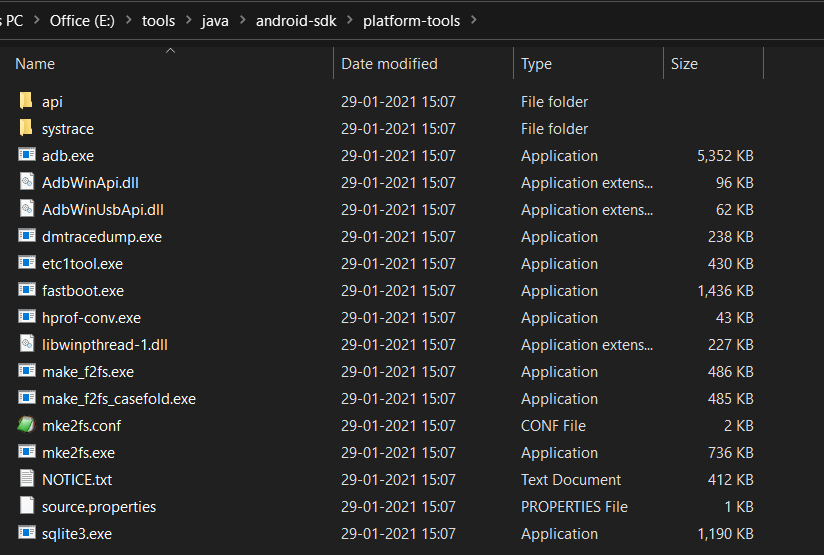 Install Android Platform Tools and SDK Manager on Windows 10 - Platform Tools