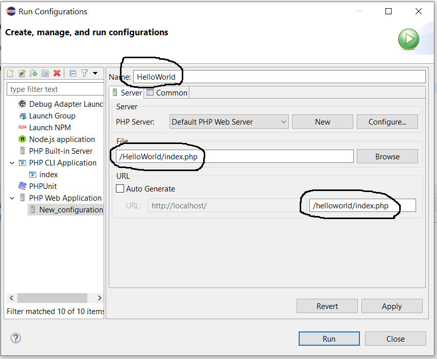 Remote Debug PHP on Windows using Eclipse - Configure Run Configuration