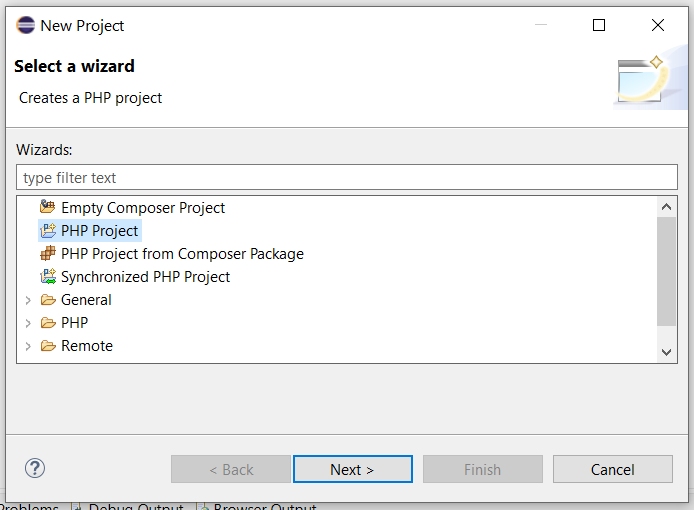 Remote Debug PHP on Windows using Eclipse - Create Project