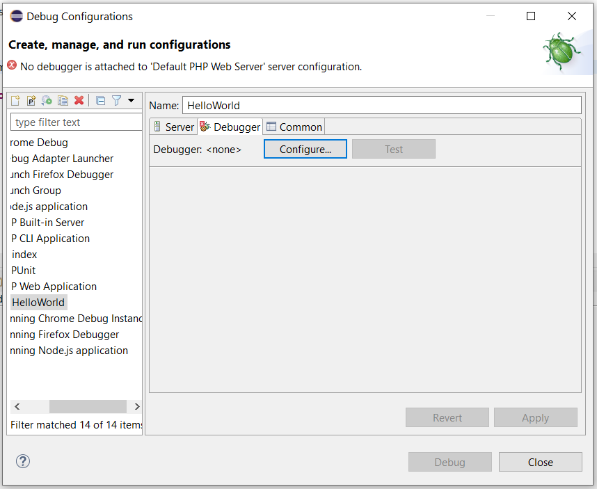 Remote Debug PHP on Windows using Eclipse - Debug Configuration