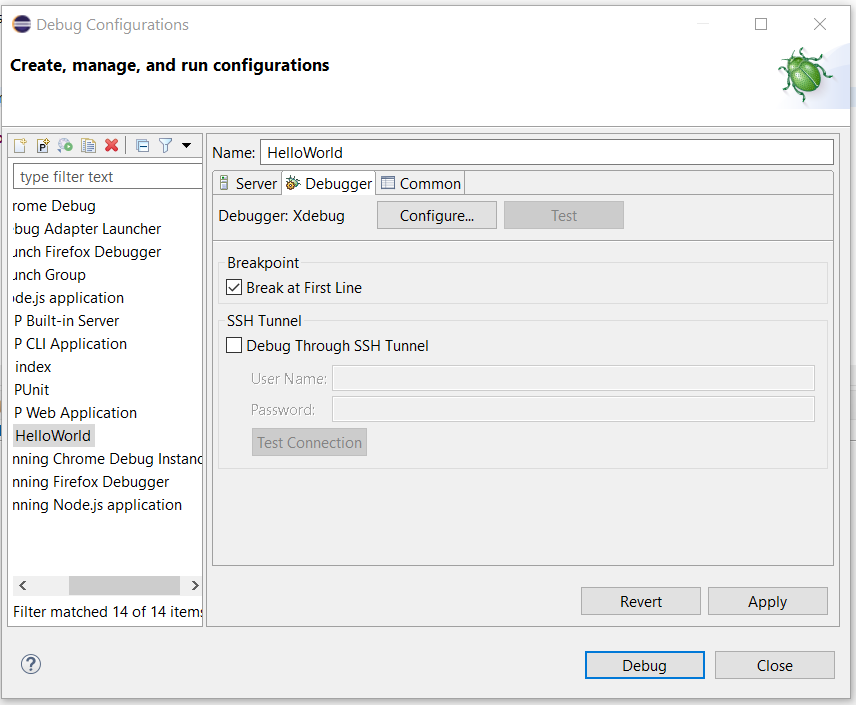 Remote Debug PHP on Windows using Eclipse - Debug Configuration