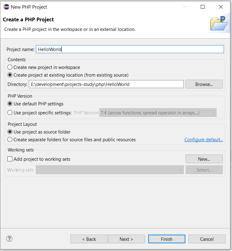 Remote Debug PHP on Windows using Eclipse - Configure Project