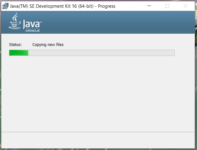 Install Java 16 or JDK 16 on Windows 10 - Installation Progress