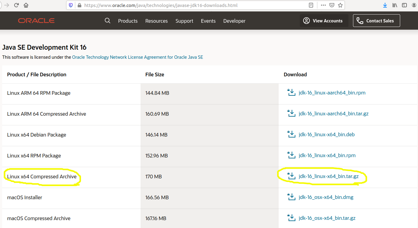 Install Java 16 On Ubuntu 20.04 LTS - Download Options