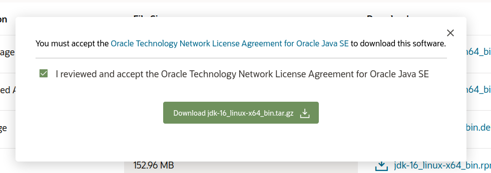 Install Java 16 On Ubuntu 20.04 LTS - License Agreement