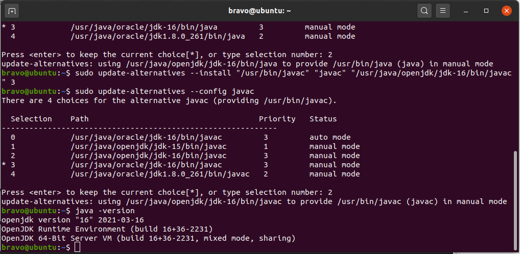 Install OpenJDK 16 On Ubuntu 20.04 LTS - Java Alternatives