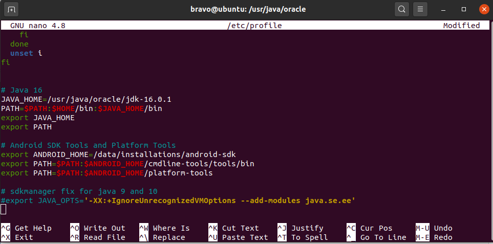 Install Android SDK Tools On Ubuntu 20.04 - Path