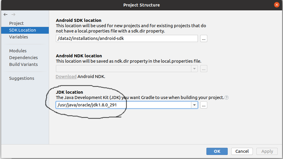 Configure Java SDK Path In Android Studio On Ubuntu