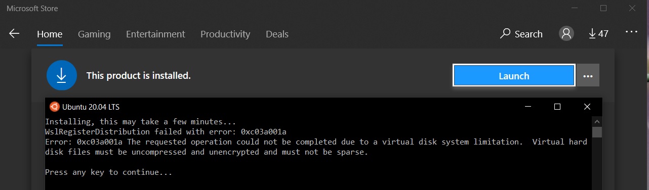 Install Windows Subsystem For Linux WSL 2 on Windows 10 - Launch Error Ubuntu 20.04 LTS