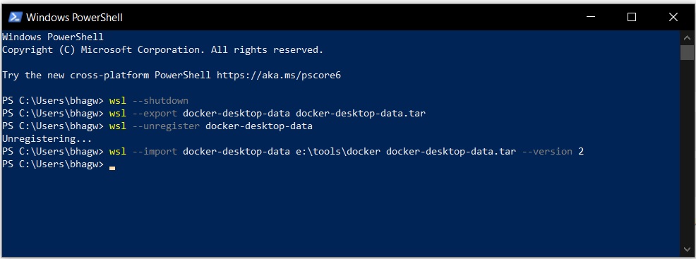 Docker Desktop with WSL 2 - Relocate the Data - Move WSL Virtual Disk Docker Desktop with WSL 2 - Relocate the Data - Move WSL Virtual Disk