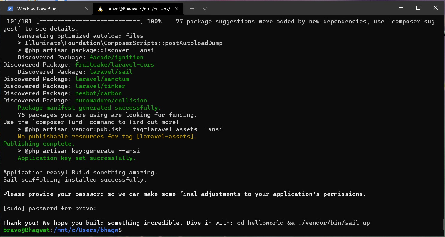 Install Laravel using Docker Desktop on Windows 10 - Project Success