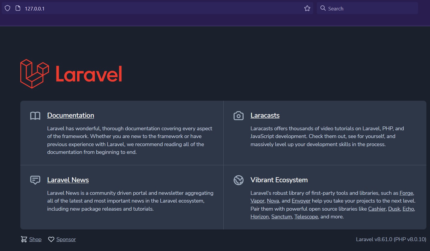 Install Laravel using Docker Desktop on Windows 10 - Home Page Install Laravel using Docker Desktop on Windows 10 - Home Page