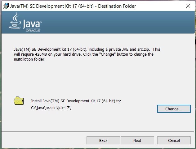 Install Java 17 or JDK 17 on Windows 10 - Installation Path